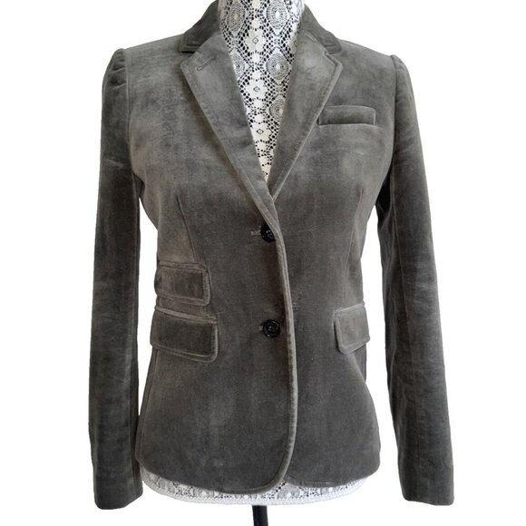 J. Crew Schoolboy Sage Velvet Single Breasted 2 Button Blazer,Jacket size 2 - Picture 6 of 15
